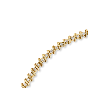 9ct Yellow Gold Diamond Set Spiral Tennis Bracelet