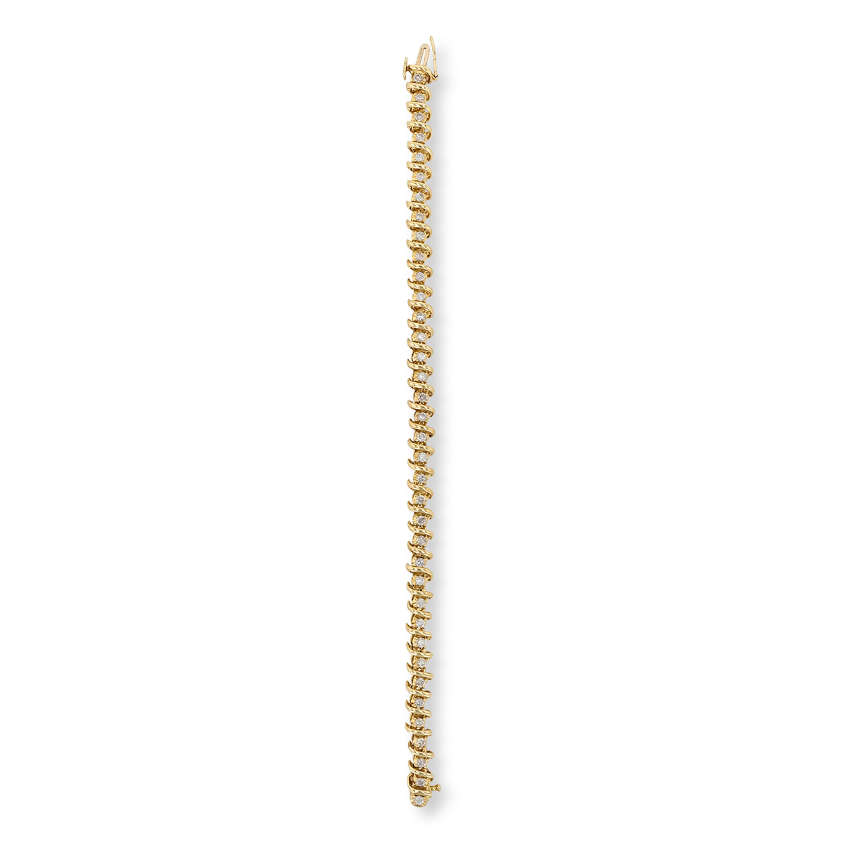 9ct Yellow Gold Diamond Set Spiral Tennis Bracelet