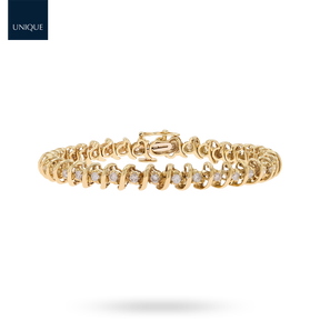 9ct Yellow Gold Diamond Set Spiral Tennis Bracelet