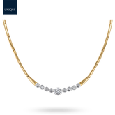 18ct Yellow & White Gold Diamond Bezel Set Bar Link Collarette Necklace