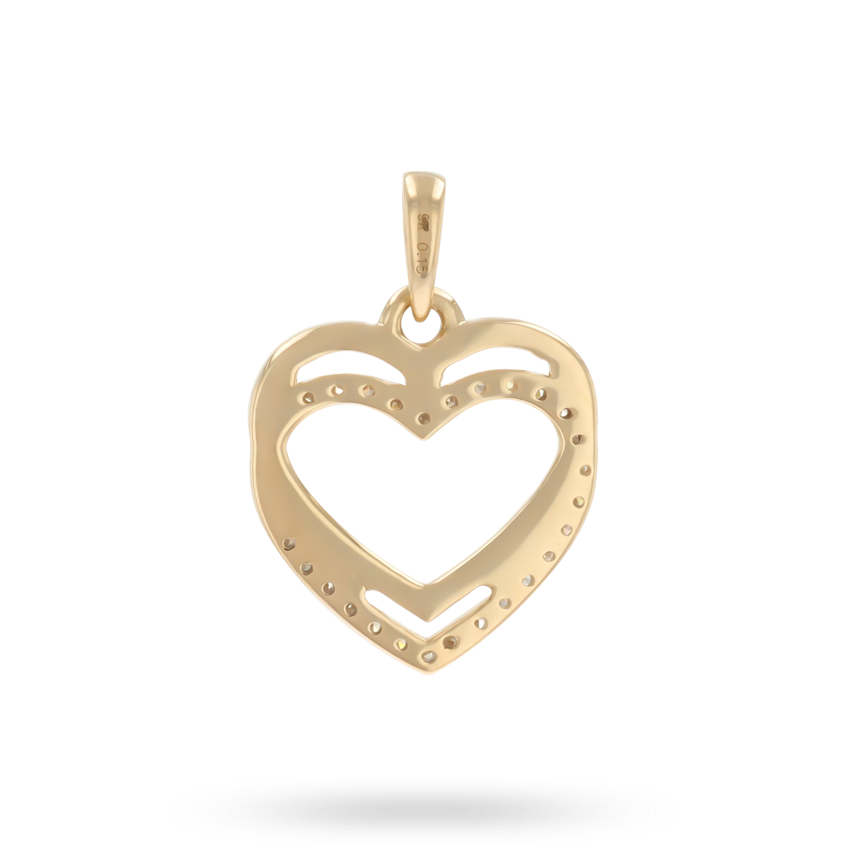 9ct Yellow Gold Double Heart Diamonds Set Pendant