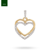 9ct Yellow Gold Double Heart Diamonds Set Pendant