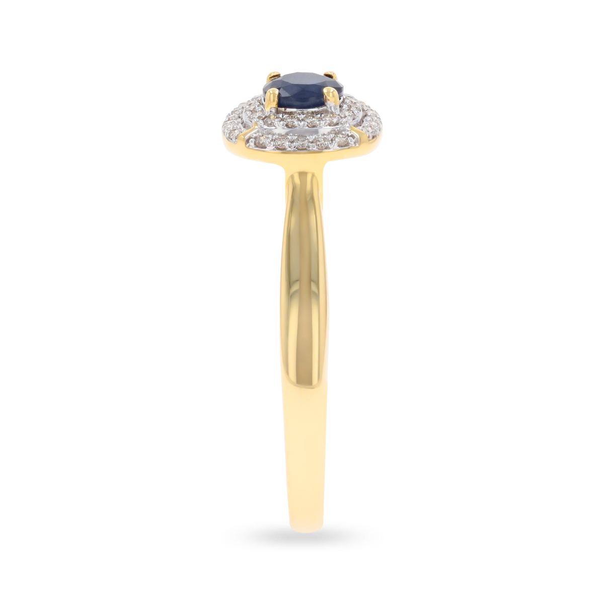 9ct Yellow Gold Sapphire & Diamond Double Halo Ring