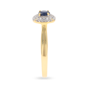 9ct Yellow Gold Sapphire & Diamond Double Halo Ring