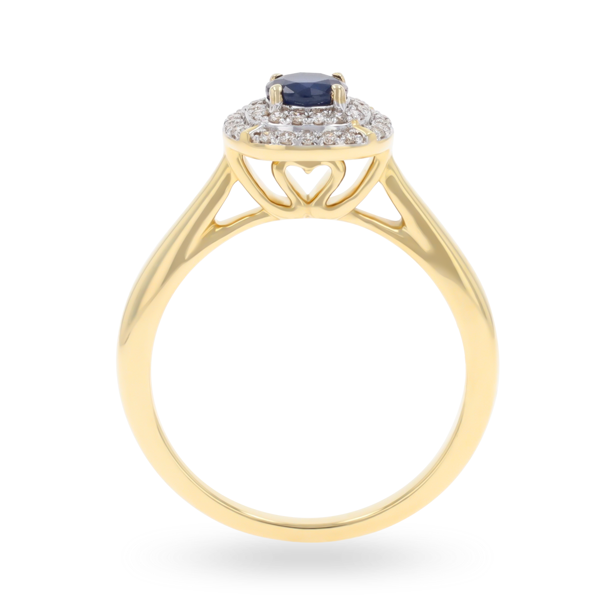 9ct Yellow Gold Sapphire & Diamond Double Halo Ring