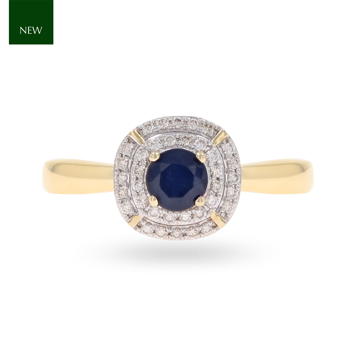 9ct Yellow Gold Sapphire & Diamond Double Halo Ring