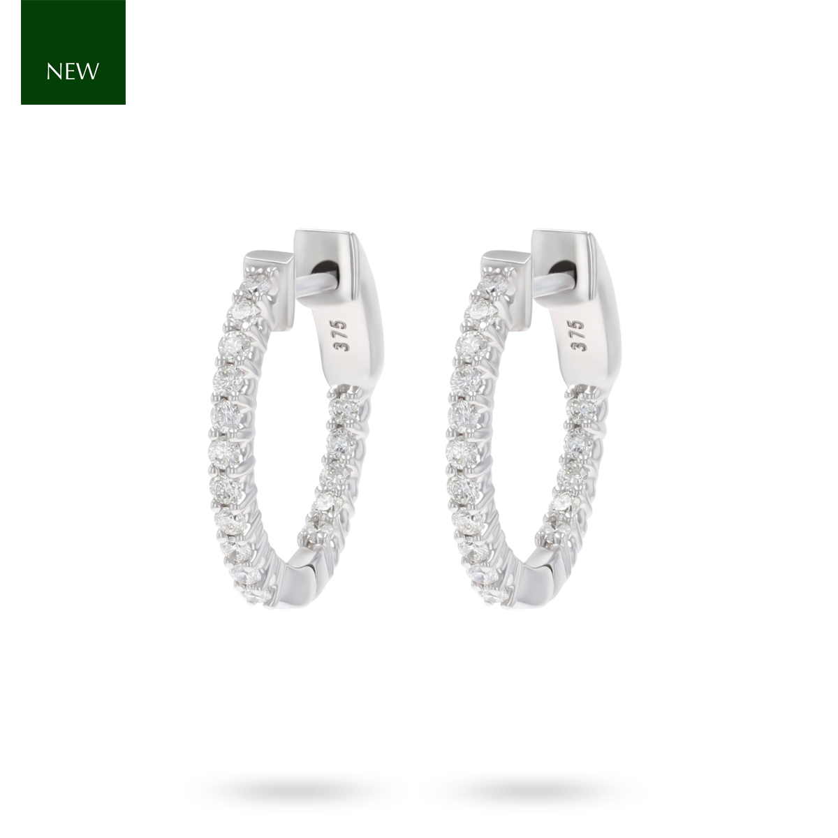 9ct White Gold 0.33cts Diamond Hoop Earrings