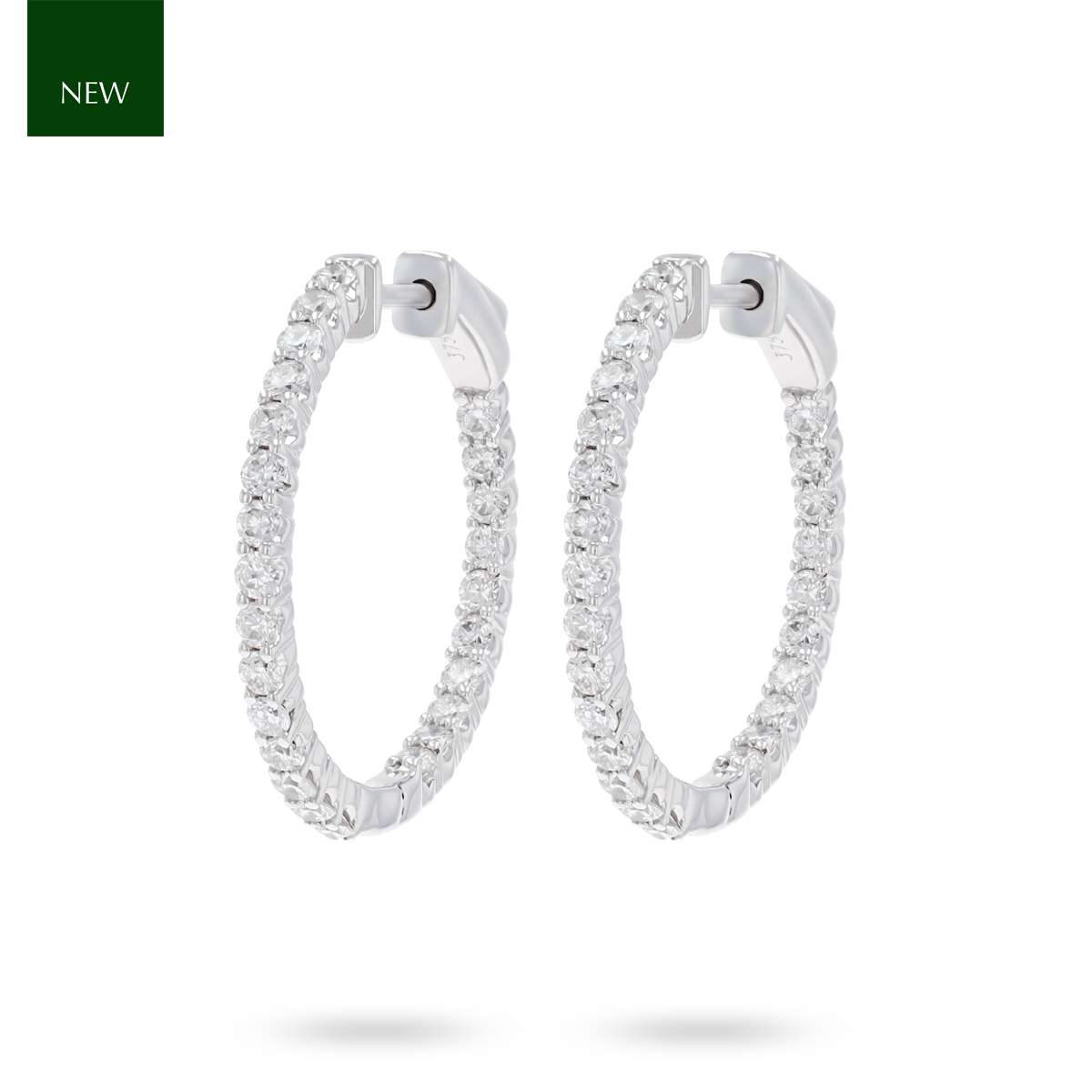 9ct White Gold 1.08cts Diamond Hoop Earrings