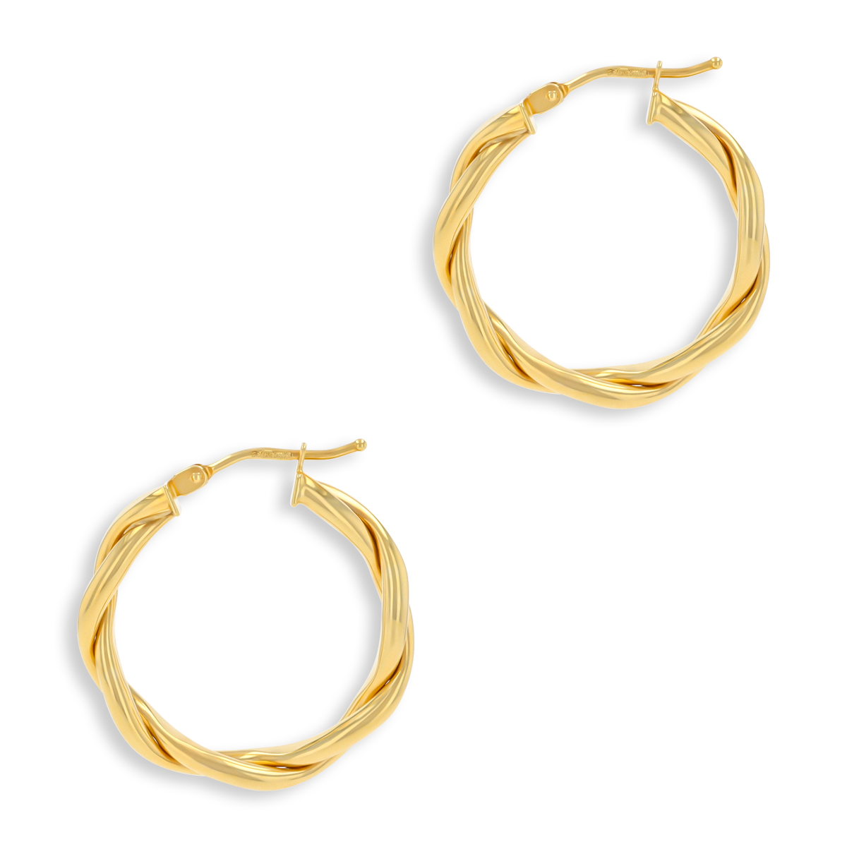 9ct Yellow Gold Double Twist Flat Hoop Earrings