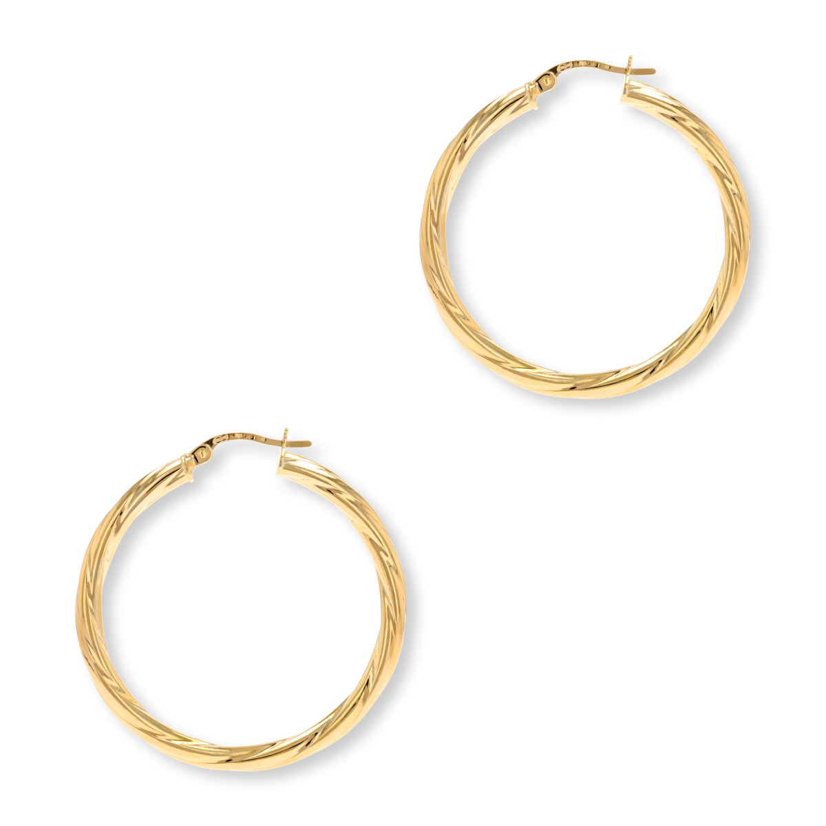 9ct Yellow Gold Twisted Hoop Earrings