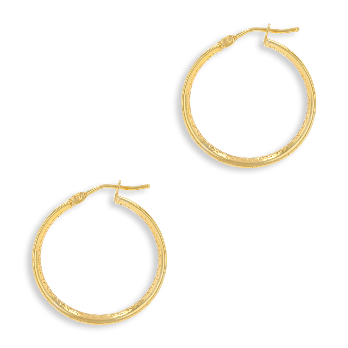 9ct Yellow Gold Diamond Cut Band Hoop Earrings