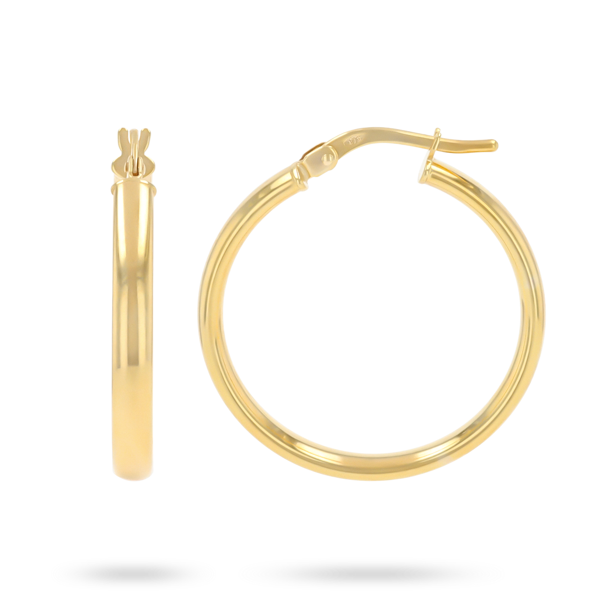 9ct Yellow Gold Plain Court Band Hoop Earrings