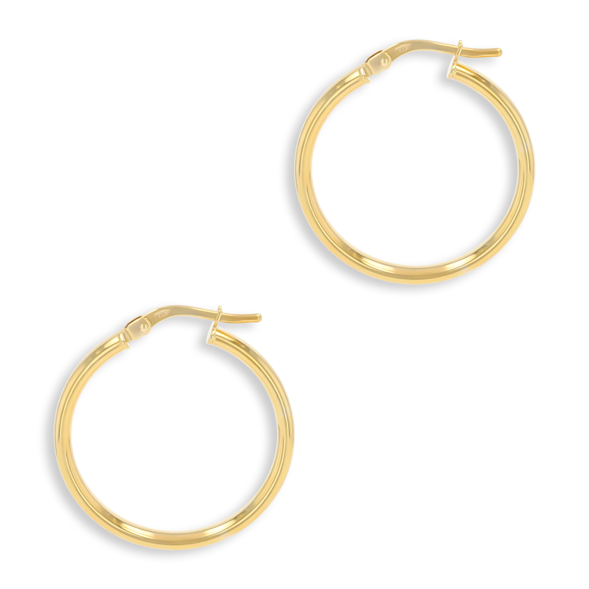 9ct Yellow Gold Plain Court Band Hoop Earrings