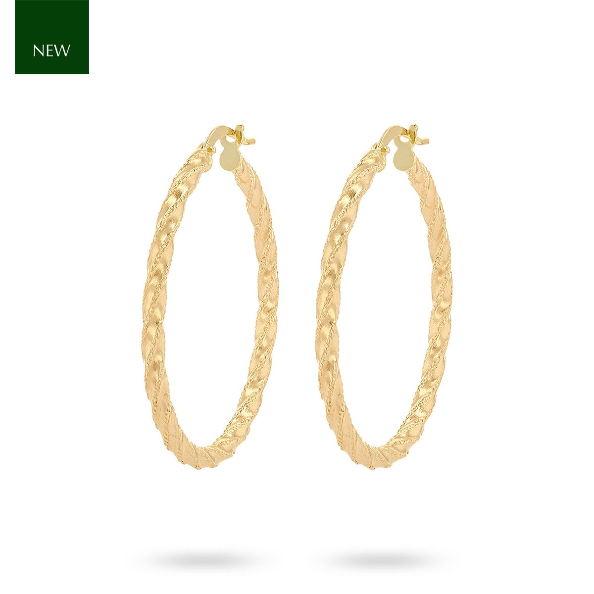 9ct Yellow Gold Diamond Cut Twisted Hoop Earrings