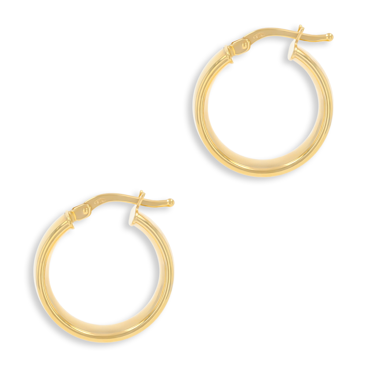 9ct Yellow Gold Plain Wide Band Hoop Earrings