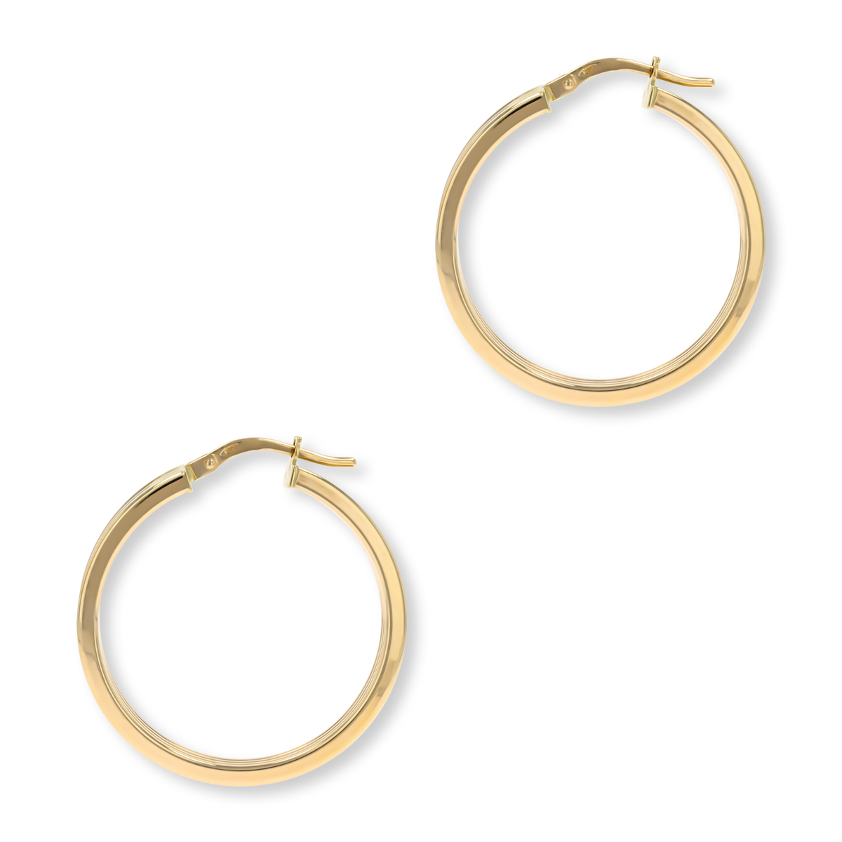 9ct Yellow Gold Flat Ribbed Round Hoop Earrings