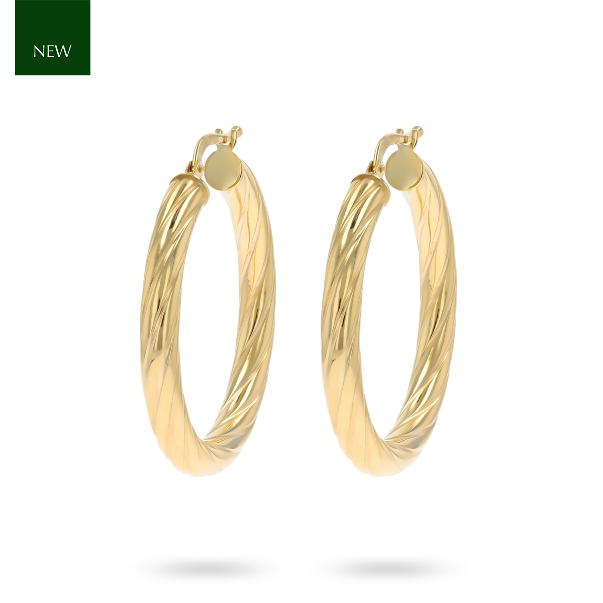 9ct Yellow Gold Chunky Twisted Round Hoop Earrings