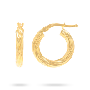 9ct Yellow Gold Small Chunky Twisted Round Hoop Earrings