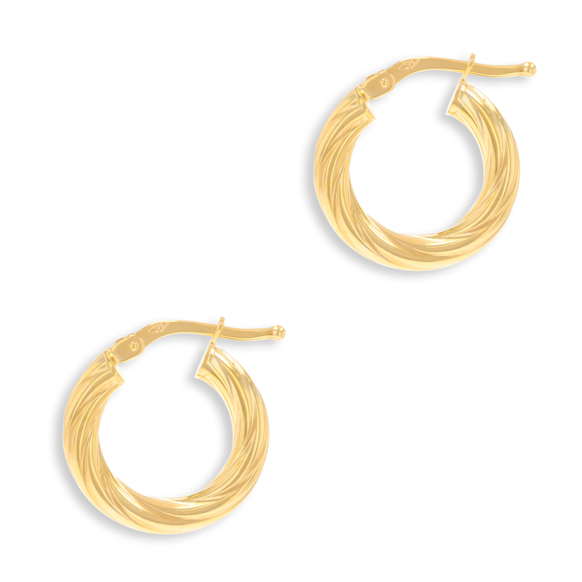 9ct Yellow Gold Small Chunky Twisted Round Hoop Earrings