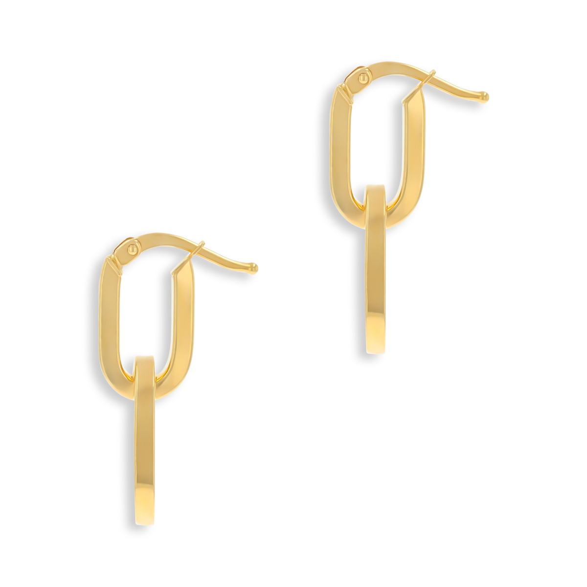 9ct Yellow Gold Double Oval Link Hoop Earrings
