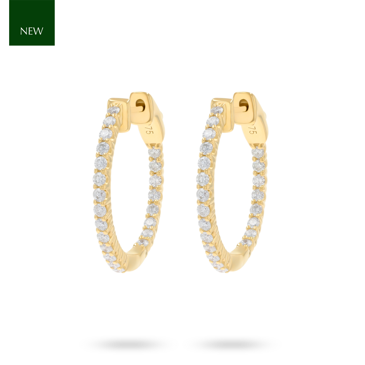 9ct Yellow Gold 0.50cts Diamond Hoop Earrings