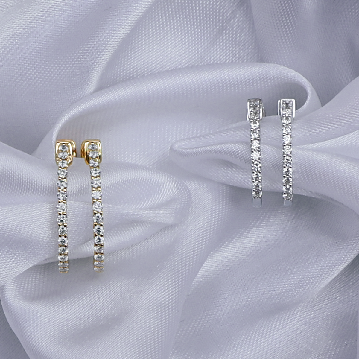 9ct Yellow Gold 0.50cts Diamond Hoop Earrings & 9ct White Gold 0.33cts Diamond Hoop Earrings