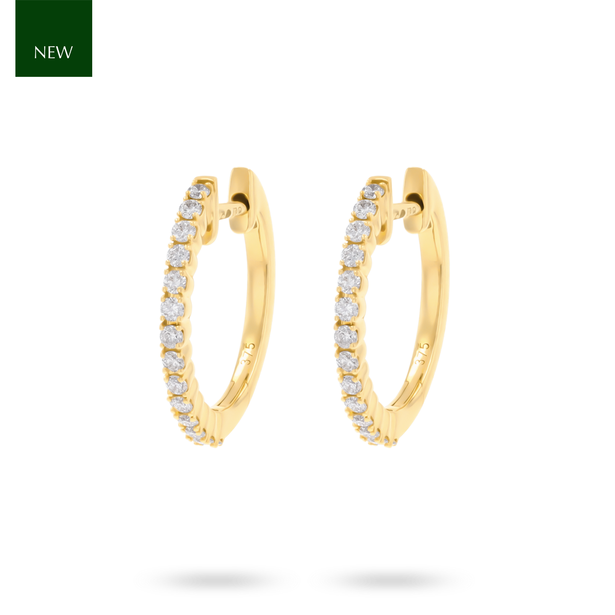 9ct Yellow Gold 0.26cts Diamond Hoop Earrings