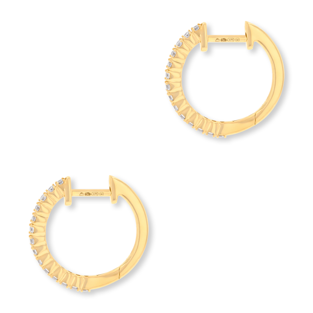 9ct Yellow Gold 0.26cts Diamond Hoop Earrings