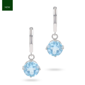 Sterling Silver Blue Topaz Hinged Huggie Earrings
