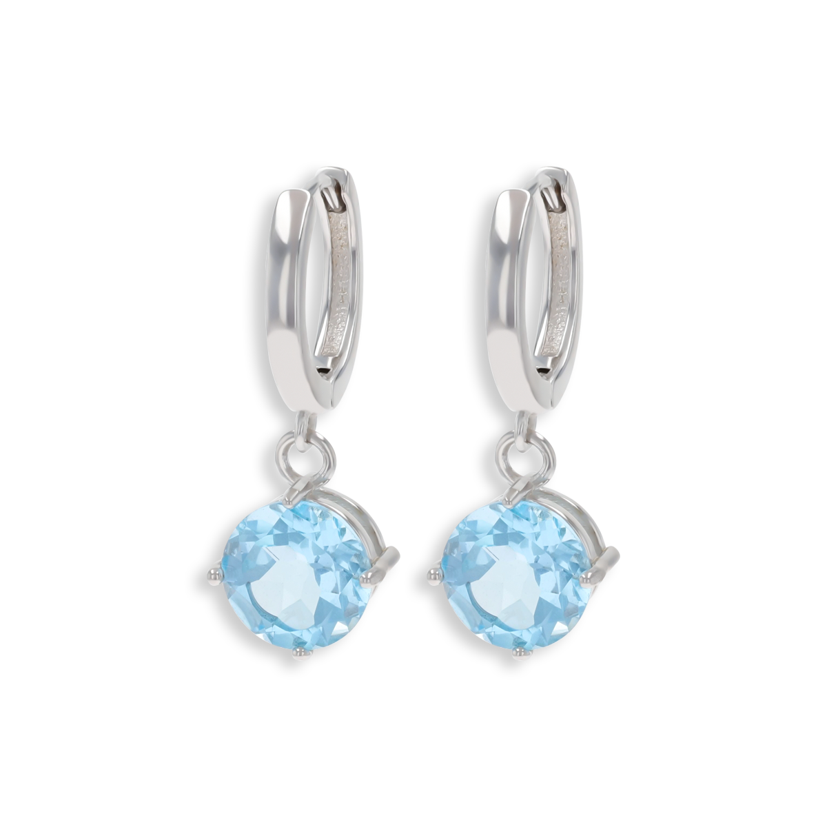 Sterling Silver Blue Topaz Hinged Huggie Earrings