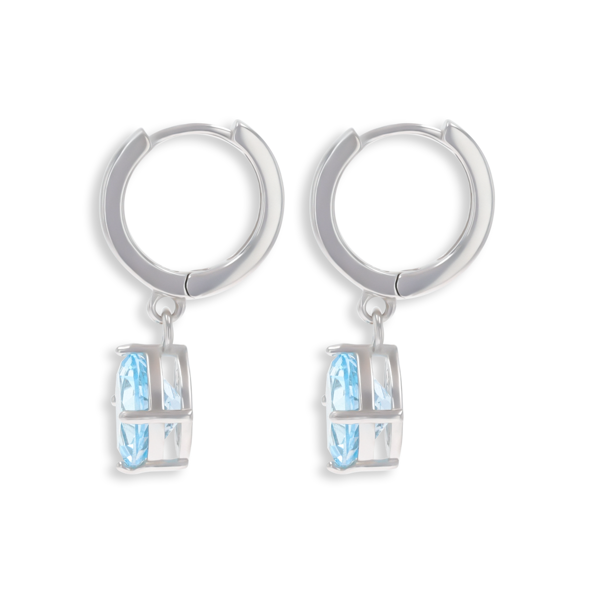 Sterling Silver Blue Topaz Hinged Huggie Earrings
