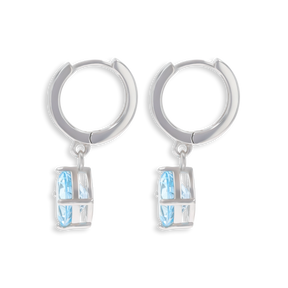Sterling Silver Blue Topaz Hinged Huggie Earrings