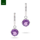 Sterling Silver Amethyst Hinged Huggie Earrings