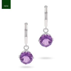 Sterling Silver Amethyst Hinged Huggie Earrings