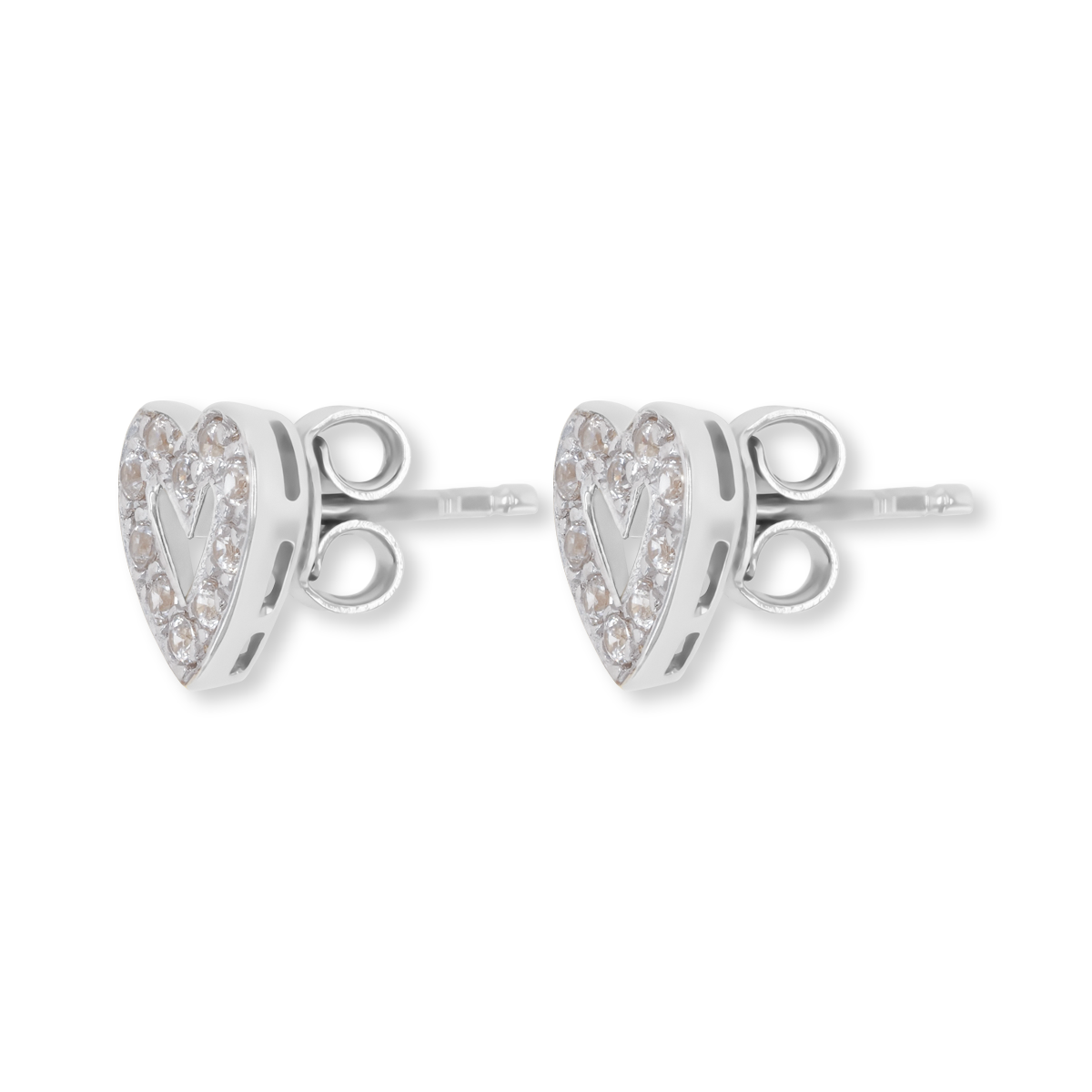 9ct White Gold Cubic Zirconia Heart Stud Earrings