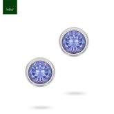 9ct White Gold Round Shaped Tanzanite Bezel Set Stud Earrings