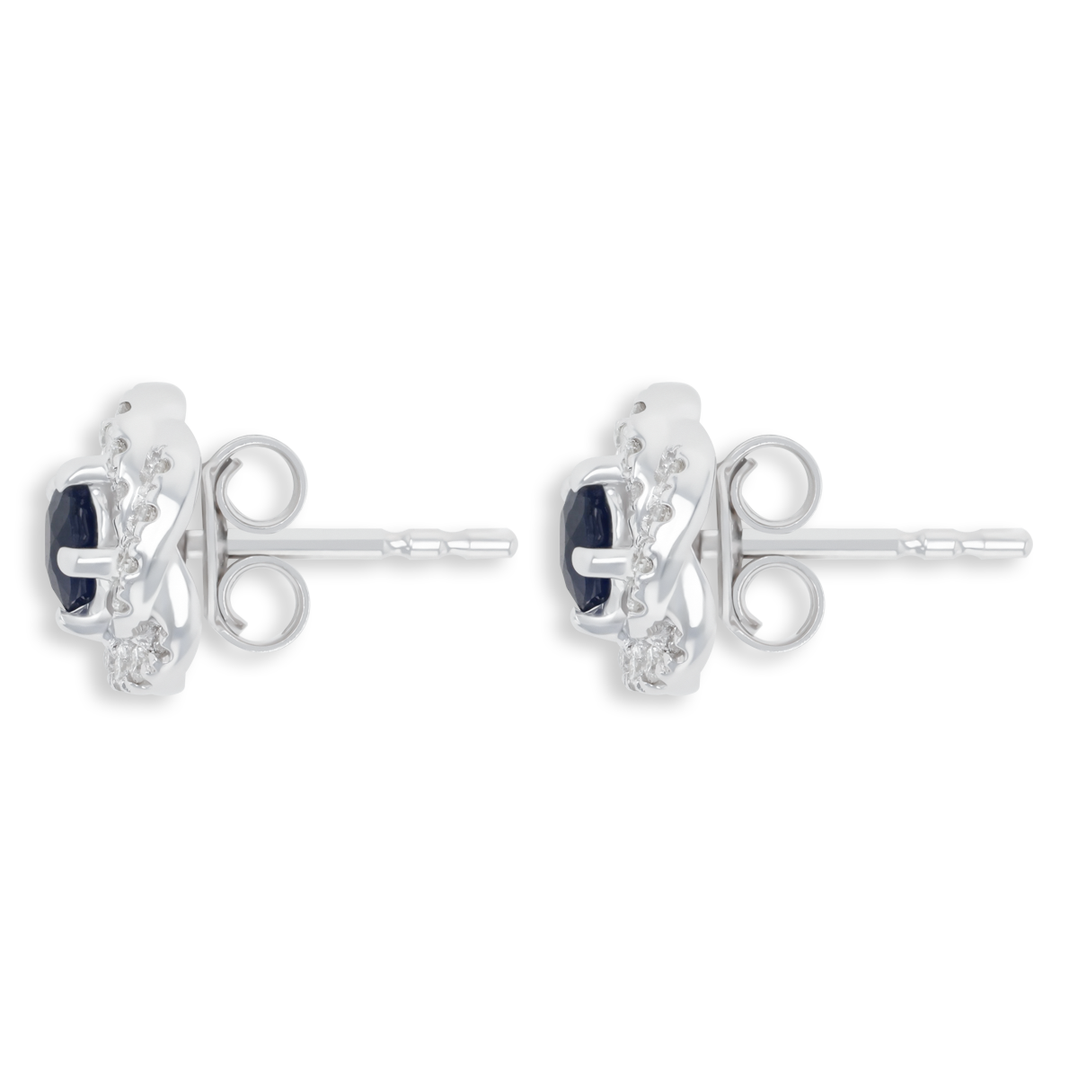 9ct White Gold Sapphire & Diamond Swirl Stud Earrings