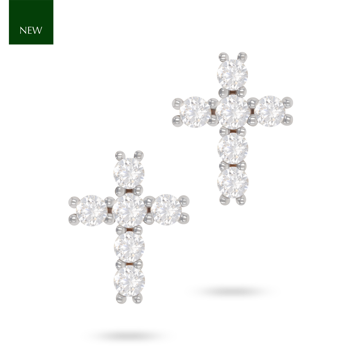 9ct Yellow Gold Cubic Zirconia Cross Stud Earrings