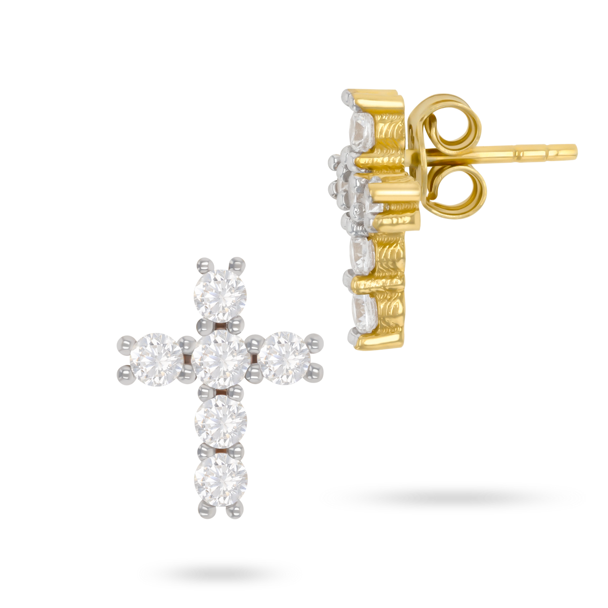 9ct Yellow Gold Cubic Zirconia Cross Stud Earrings