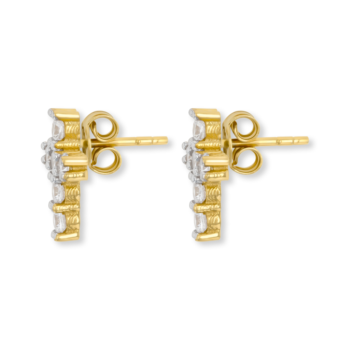 9ct Yellow Gold Cubic Zirconia Cross Stud Earrings