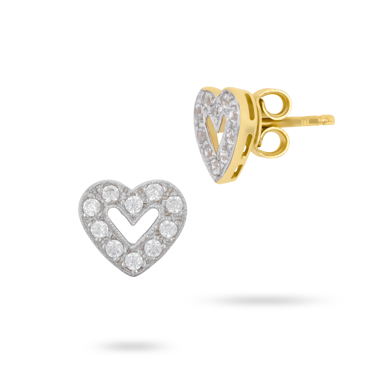 9ct Yellow Gold Cubic Zirconia Heart Stud Earrings