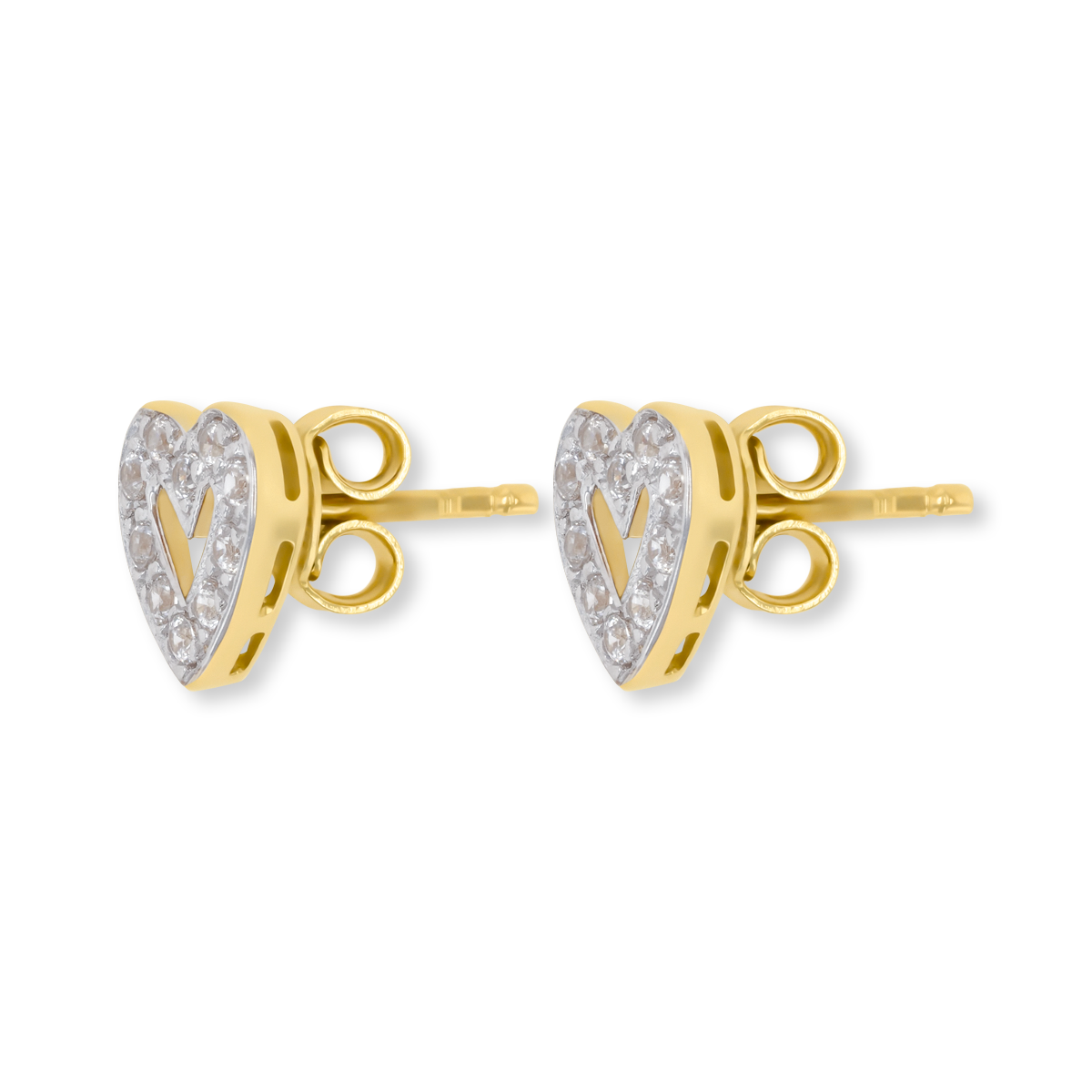 9ct Yellow Gold Cubic Zirconia Heart Stud Earrings