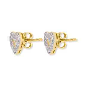 9ct Yellow Gold Cubic Zirconia Heart Stud Earrings