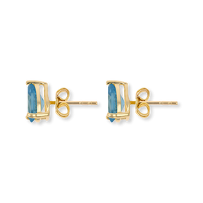 9ct Yellow Gold Pear Shaped Blue Topaz Claw Set Stud Earrings