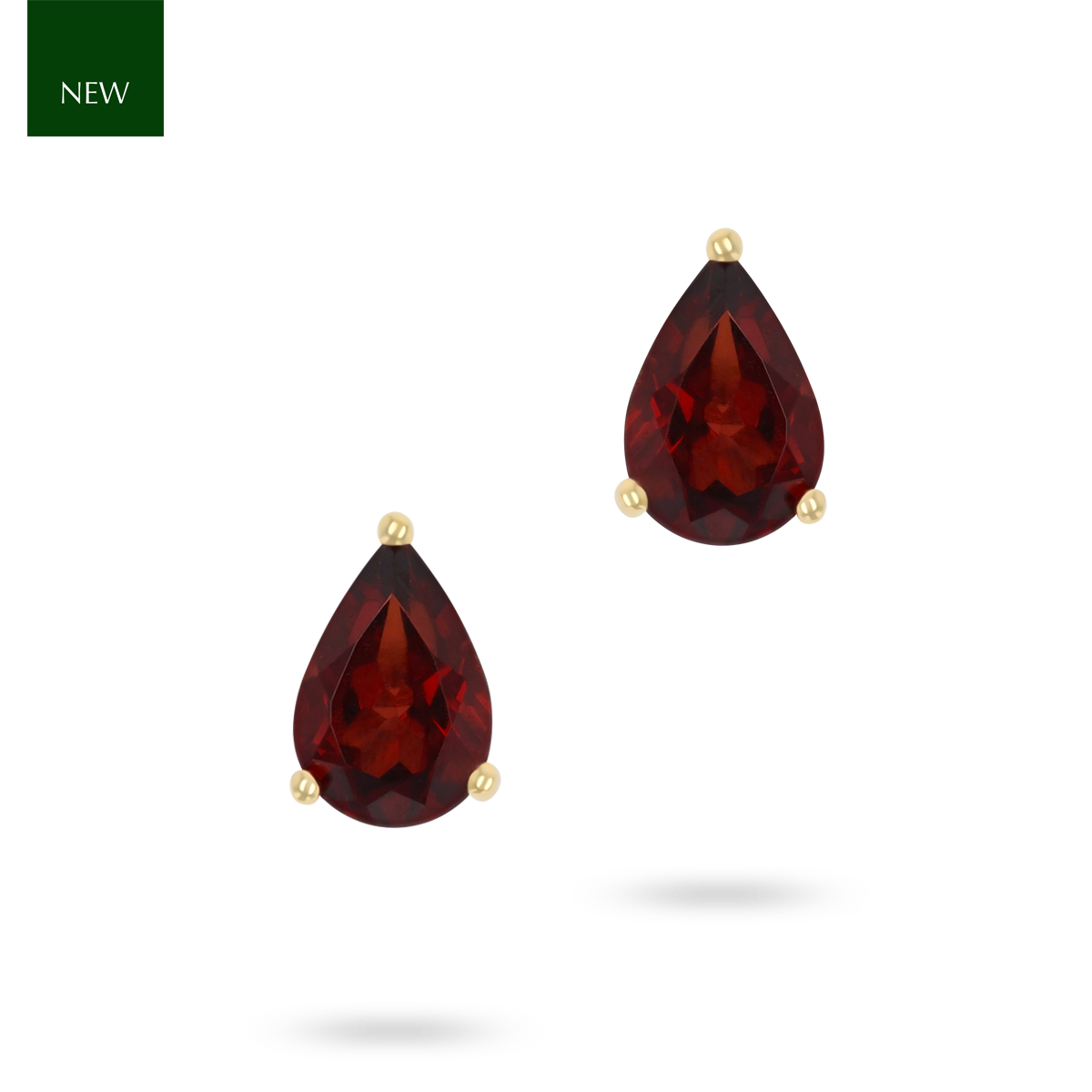 9ct Yellow Gold Pear Shaped Garnet Claw Set Stud Earrings