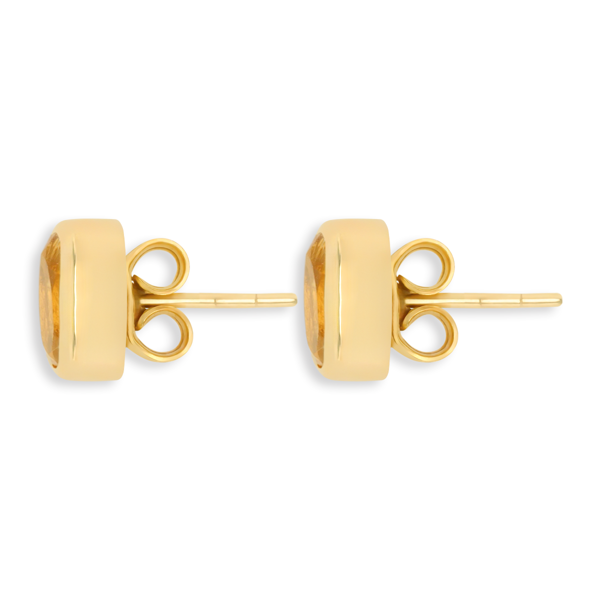 9ct Yellow Gold Oval Shaped Citrine Bezel Set Stud Earrings