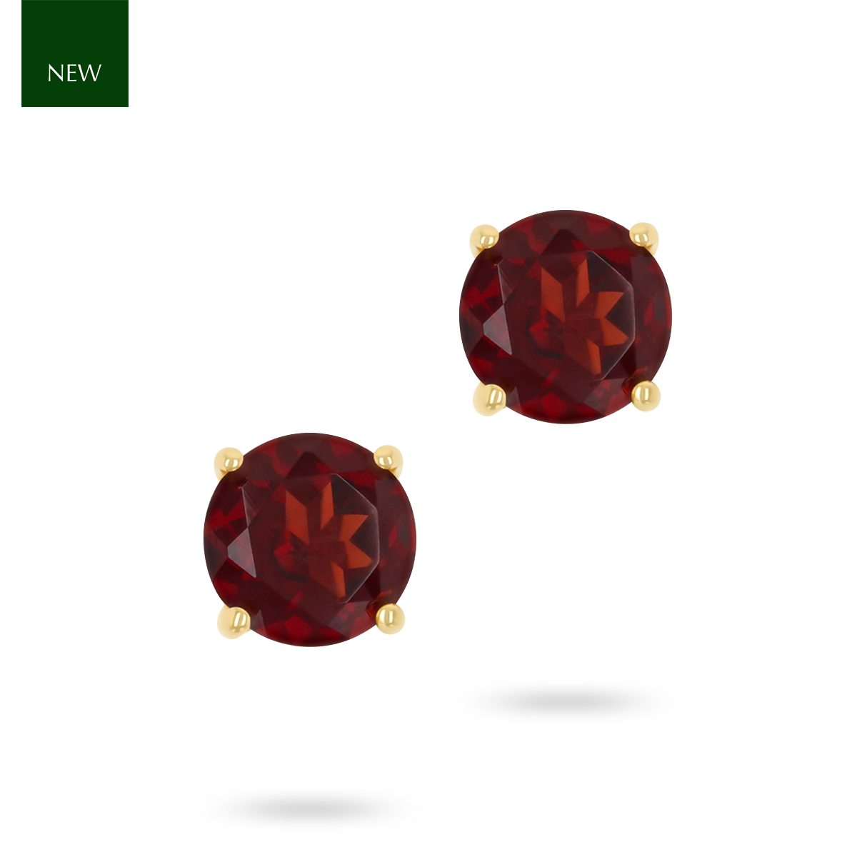 9ct Yellow Gold Round Shaped Garnet Claw Set Stud Earrings