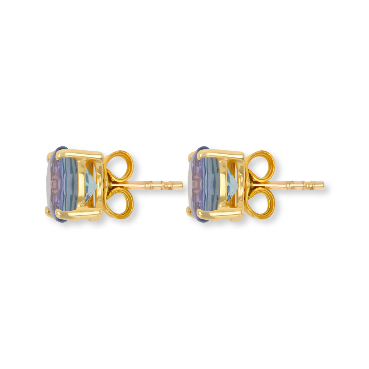 9ct Yellow Gold Round Shaped Tanzanite Claw Set Stud Earrings