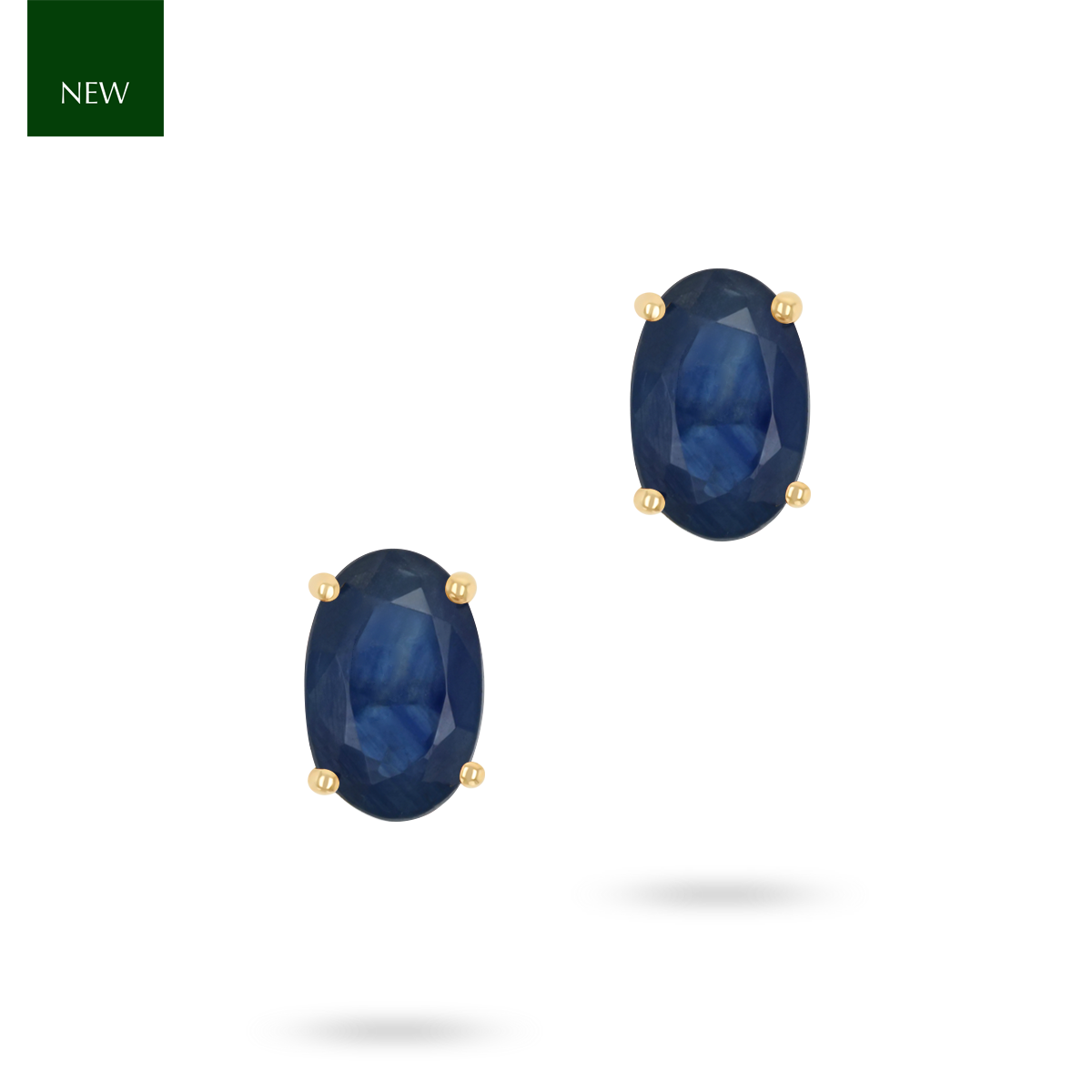 9ct Yellow Gold Oval Shaped Sapphire Claw Set Stud Earrings