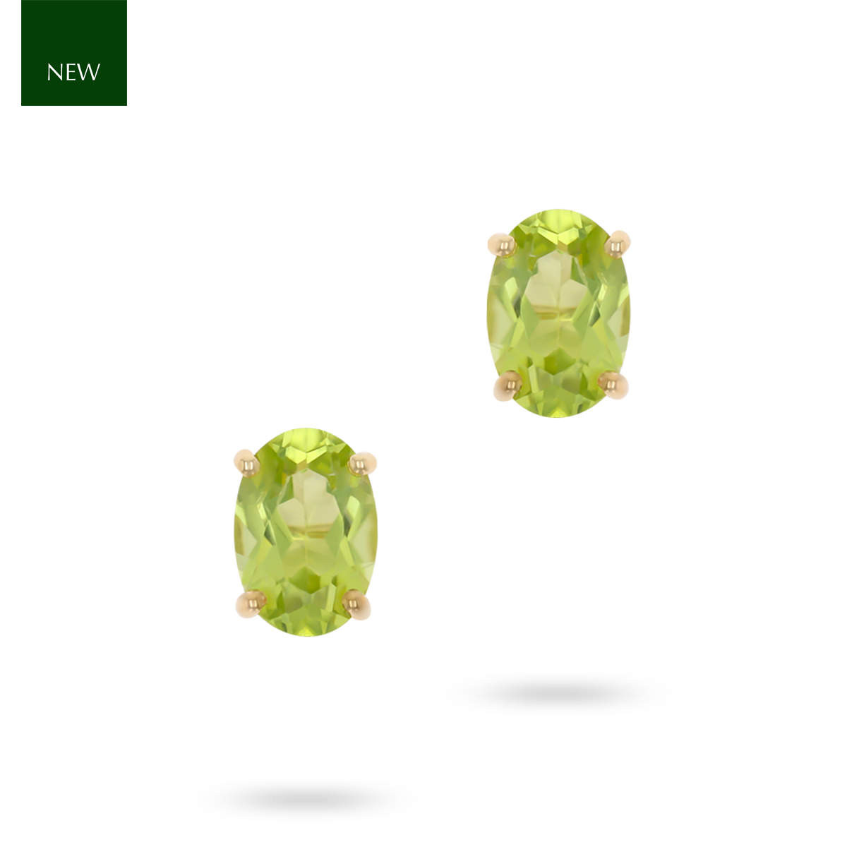 9ct Yellow Gold Oval Shaped Peridot Claw Set Stud Earrings